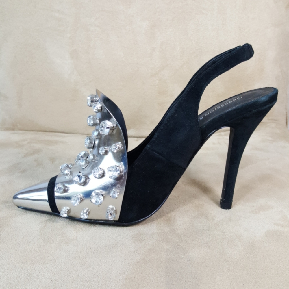 Obsession Rules Rhinestone Studded Slingbacks - image 2